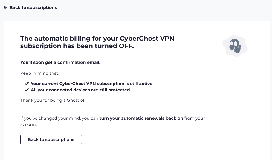 CyberGhost VPN วิธียกเลิกและขั้นตอนการคืนเงิน