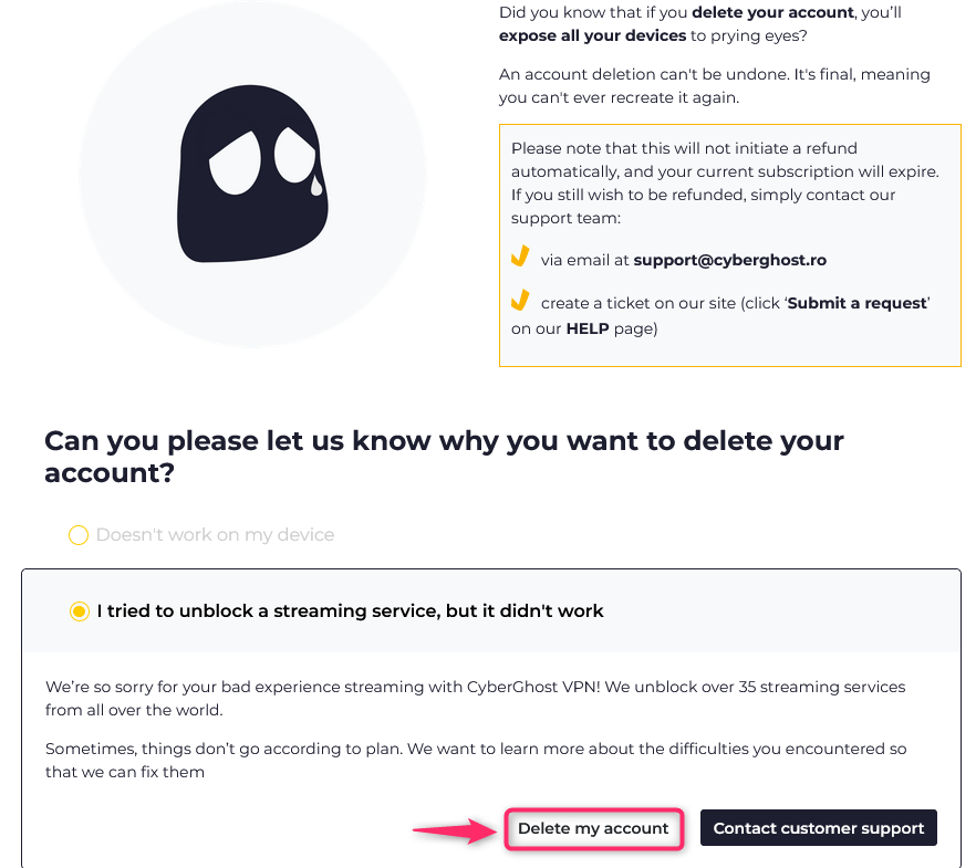CyberGhost VPN วิธียกเลิกและขั้นตอนการคืนเงิน